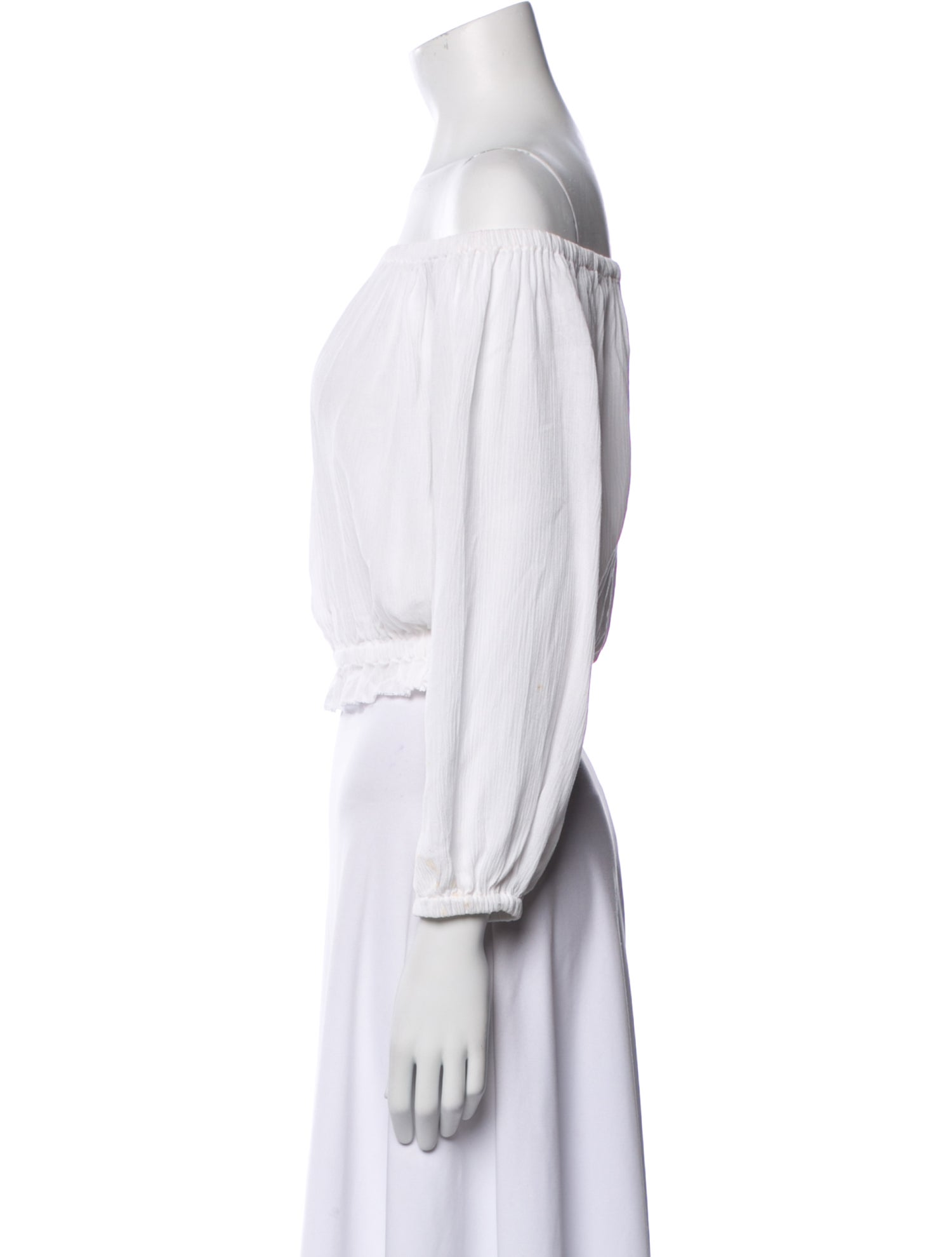 L'Agence Off-The-Shoulder Three-Quarter Sleeve Crop Top